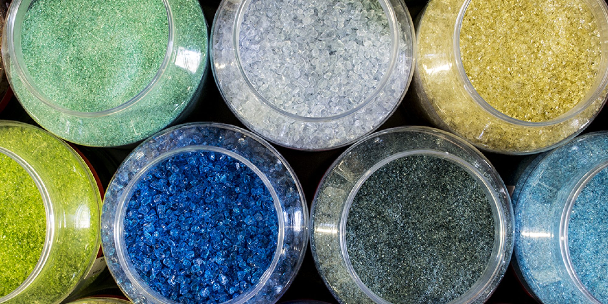 Frit is ground glass that comes in 4 sizes ranging from fine powder to coarse pebbles